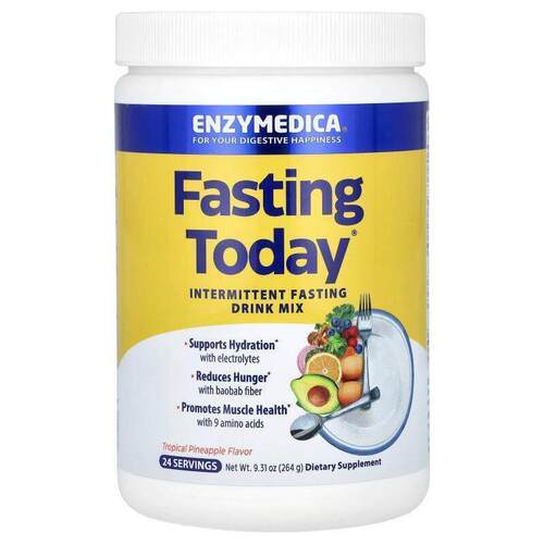 Enzymedica,Fasting Today，间歇性禁食混合饮品，热带菠萝味