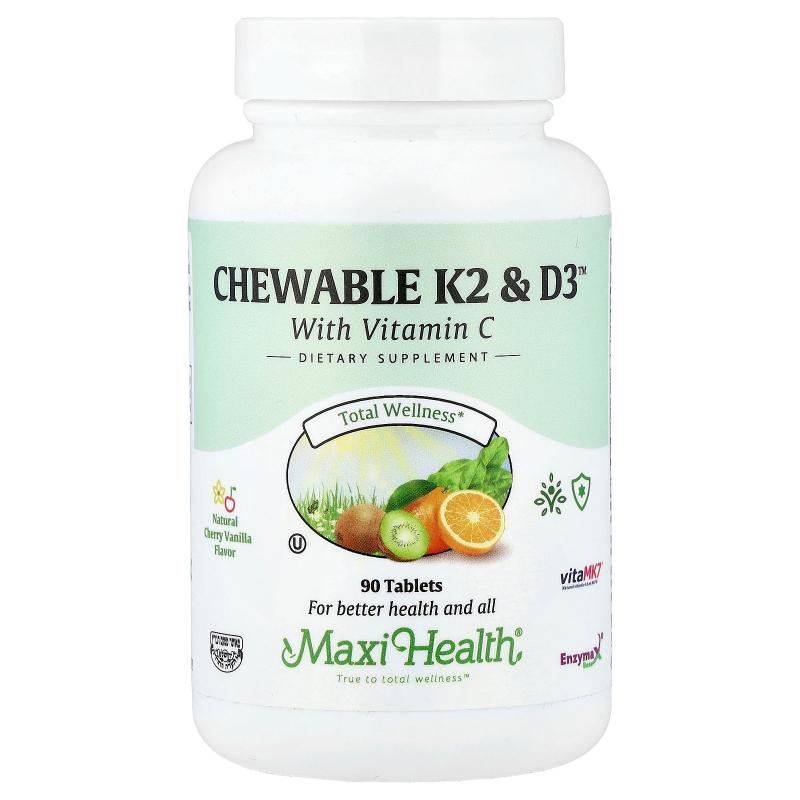 Maxi Health,Chewable K2 & D3™, Natural Cherry Vanilla, 90 Ta