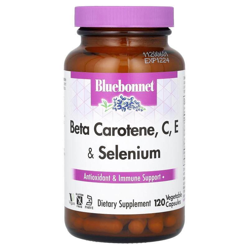 Bluebonnet Nutrition,β-胡萝卜素、C、E 和硒，120粒素食胶囊