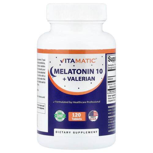 Vitamatic,Melatonin 10 + Valerian, 120 Tablets