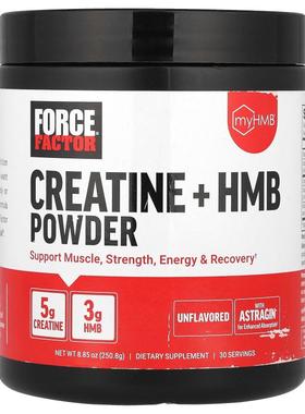 Force Factor,肌酸 + HMB 粉，原味，8.85 盎司（250.8 克）