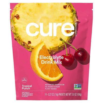 Cure Hydration,电解质饮品混合物，热带宾治，14 包，每包 0.27