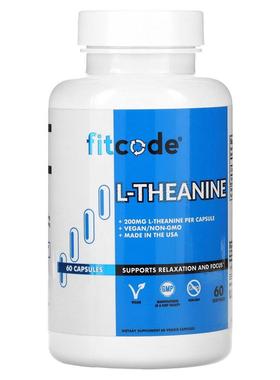 fitcode,L-茶氨酸素食胶囊，200 毫克，60 粒