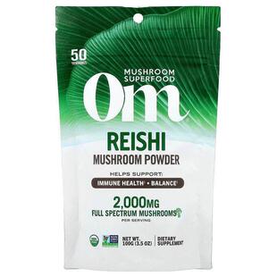 Om Mushrooms,Reishi，全有机蘑菇粉认可，3.5 盎司（100 克）