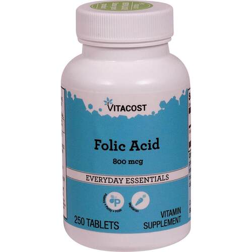 Vitacost,Folic Acid, 800 mcg, 250 Tablets