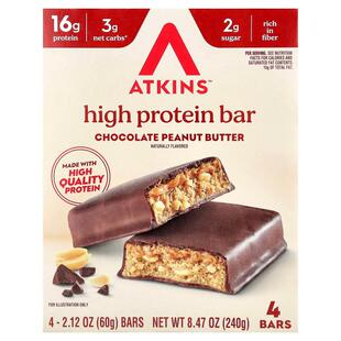 阿特金斯,High Protein Bar, Chocolate Peanut Butter, 4 Bars,