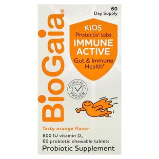 BioGaia,儿童，罗伊氏乳杆菌Immune Active+ 维生素 D，橙子味，6