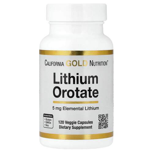 California Gold Nutrition,Lithium Orotate, 5 mg, 120 Veggie