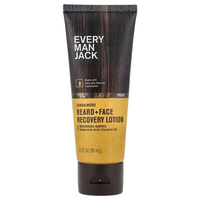 Every Man Jack,Beard + Face Recovery Lotion, Sandalwood, 3.2