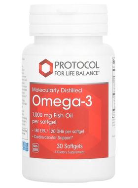 Protocol for Life Balance,Omega-3，1000 毫克，30 粒软胶囊