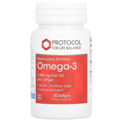 Protocol for Life Balance,Omega-3，1000 毫克，30 粒软胶囊