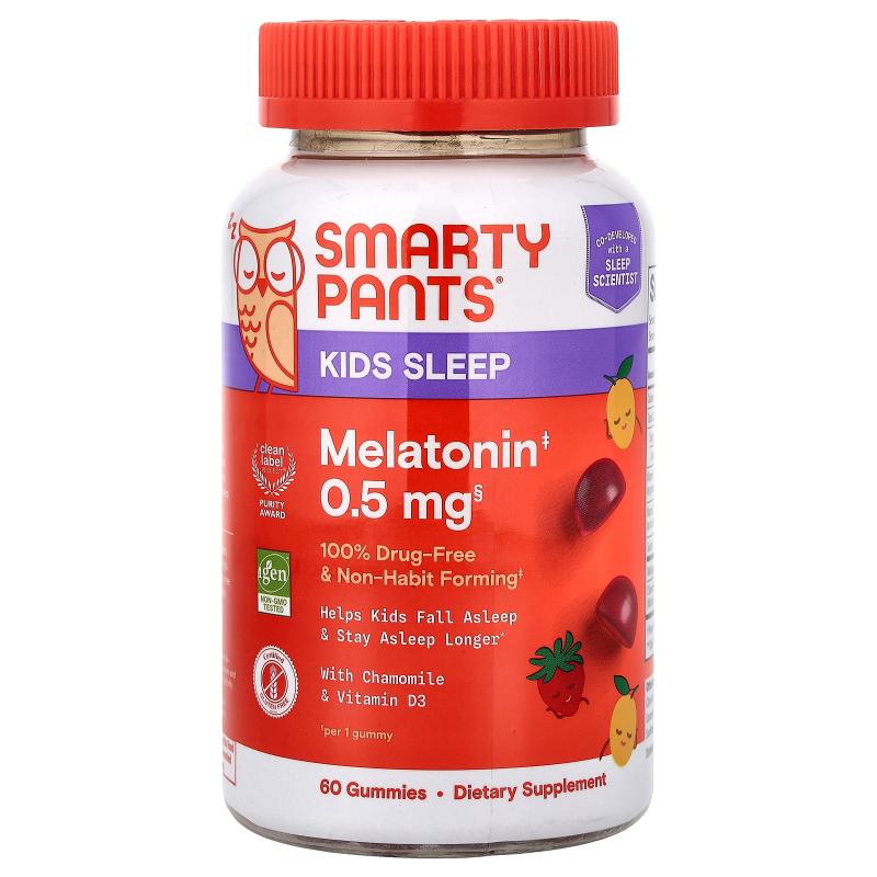 SmartyPants,Kids Sleep, Melatonin Gummies, Strawberry Mango,
