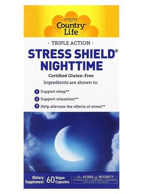 乡村生活,Stress Shield Nighttime，三效，60 粒全素食胶囊