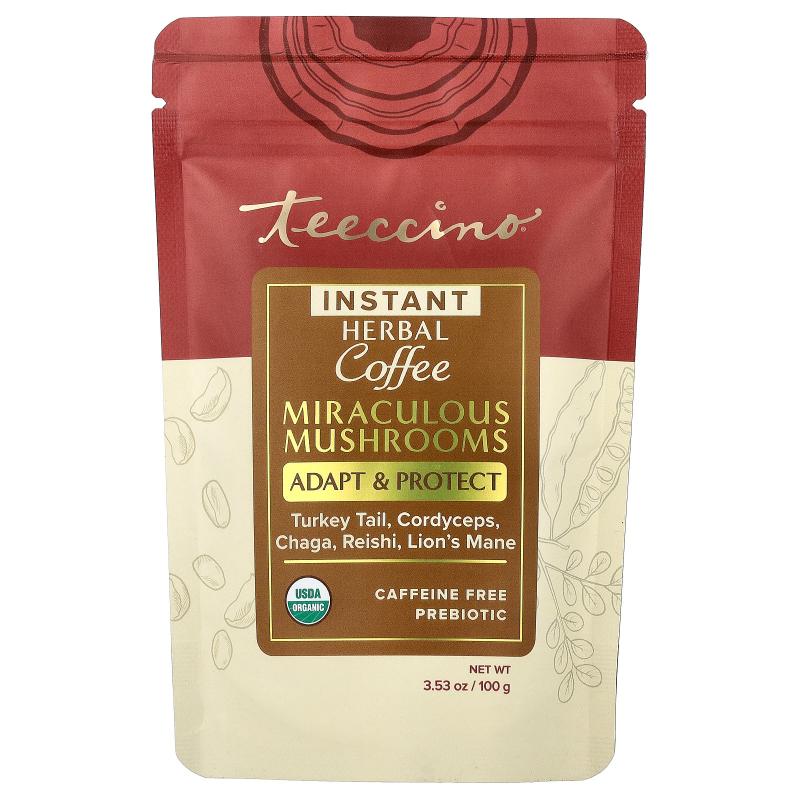 Teeccino,Instant Herbal Coffee, Miraculous Mushrooms, Caffei - 实物图