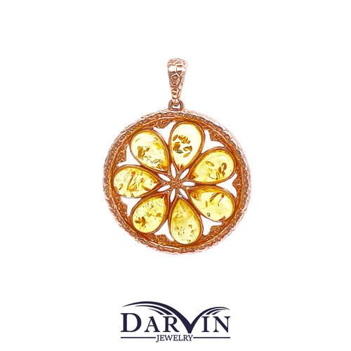 俄罗斯darvin天然琥珀蜜蜡925银