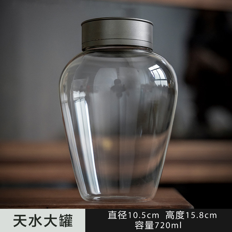日式茶具家用透明玻璃茶叶罐小号白茶储存罐便携式普洱茶密封罐子