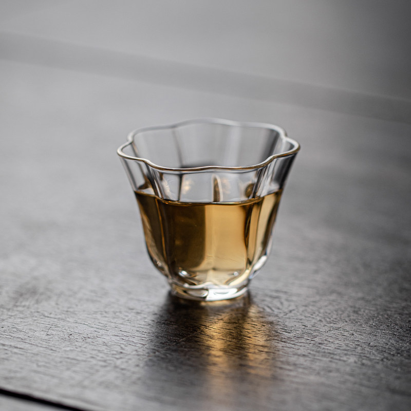 日式耐热透明玻璃茶杯品茗杯小酒杯主人杯花茶杯高硼硅玻璃杯子