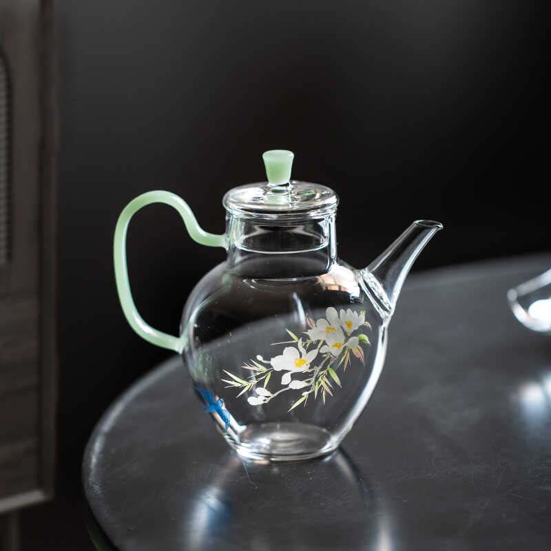 玻璃茶壶小号泡绿茶专用茶具高颜值泡茶器2025新款轻奢风仿宋执壶