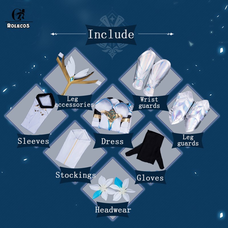 ROLECOS Genshin Impact Cosplay Costume Traveler Lumine Dres