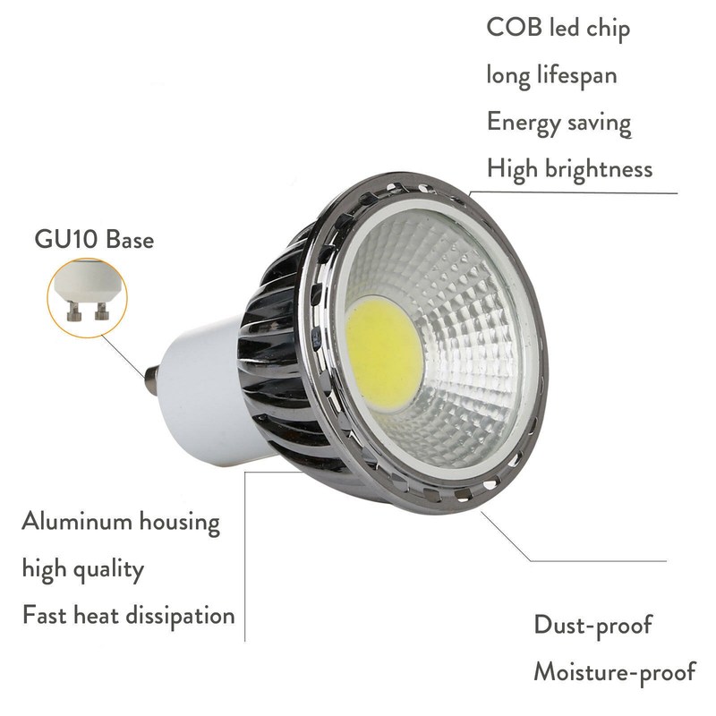 10Pcs/Set Ultra Bright LED COB Spotlight 5W GU10 Light Bulb