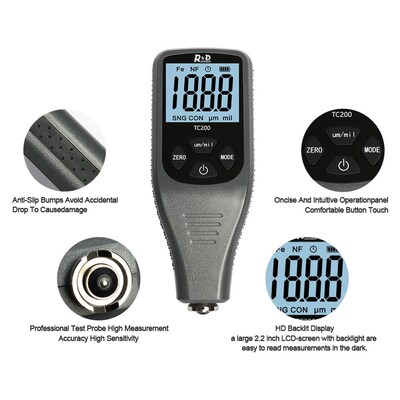 RD TC200 Coating Thickness Gauge 0.1um/0-1500 Car Paint Film