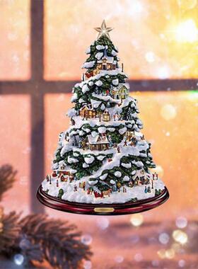 Christmas Tree Rotating Sculpture Train Decorations Paste Wi