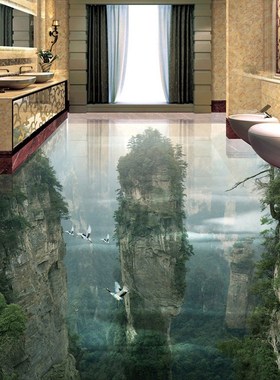 Custom Photo Floor Wallpaper 3D Cliffs Mountain Peaks Livin