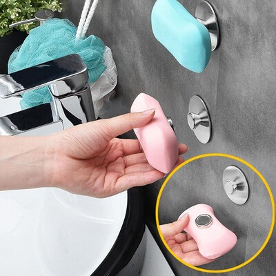 1PC Magnetic Soap Holder Tool Free Rustproof Sponge Holder D