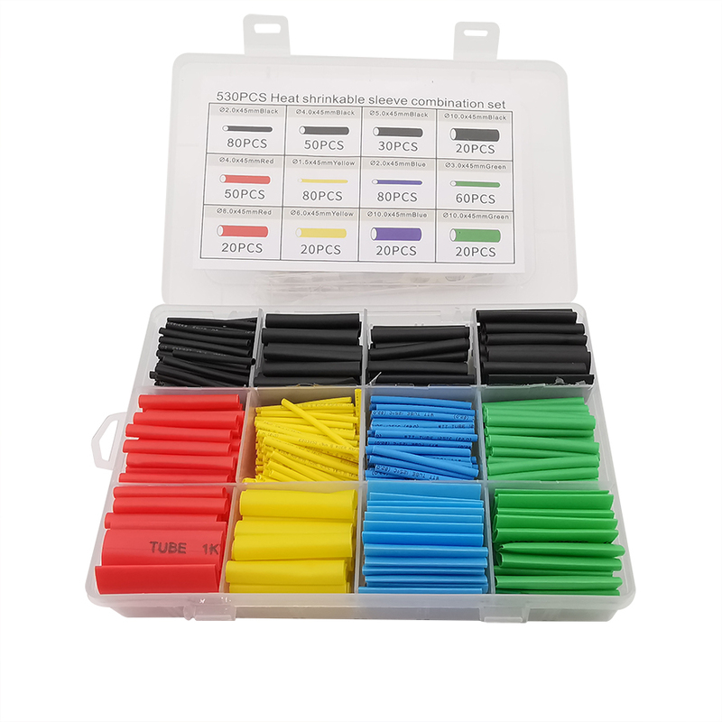 530Pcs/Box Heat Shrink Tube Assortment Kit Shrinkable Insula