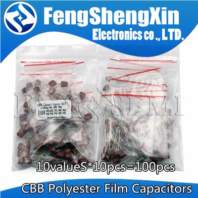 10values*5pcs=50pcs 400V 10nF ~ 3.3UF Metallized Polyester F