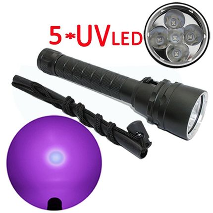 UV Diving flashlight 5 x UV LED ultraviolet light Waterproof