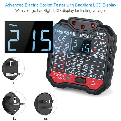 HOBATEST HT106 Digital Socket Tester Pro Multi-function Elec
