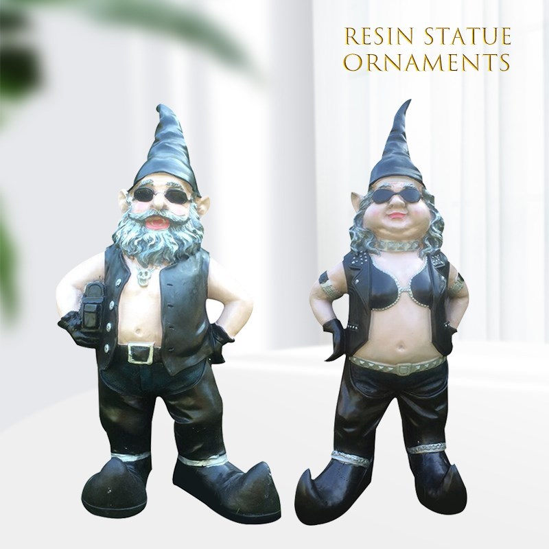 Gnomes Biker Dude Babe Motorcycle Gnome Garden Biker Gnome C