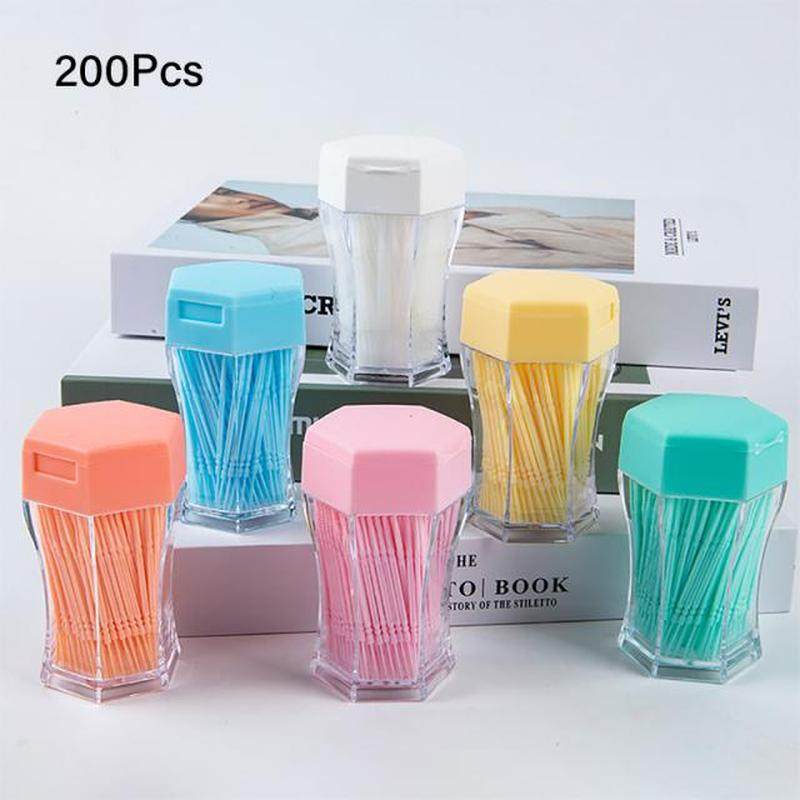 200pcs soft plastic double-head brushed toothpick with tooth