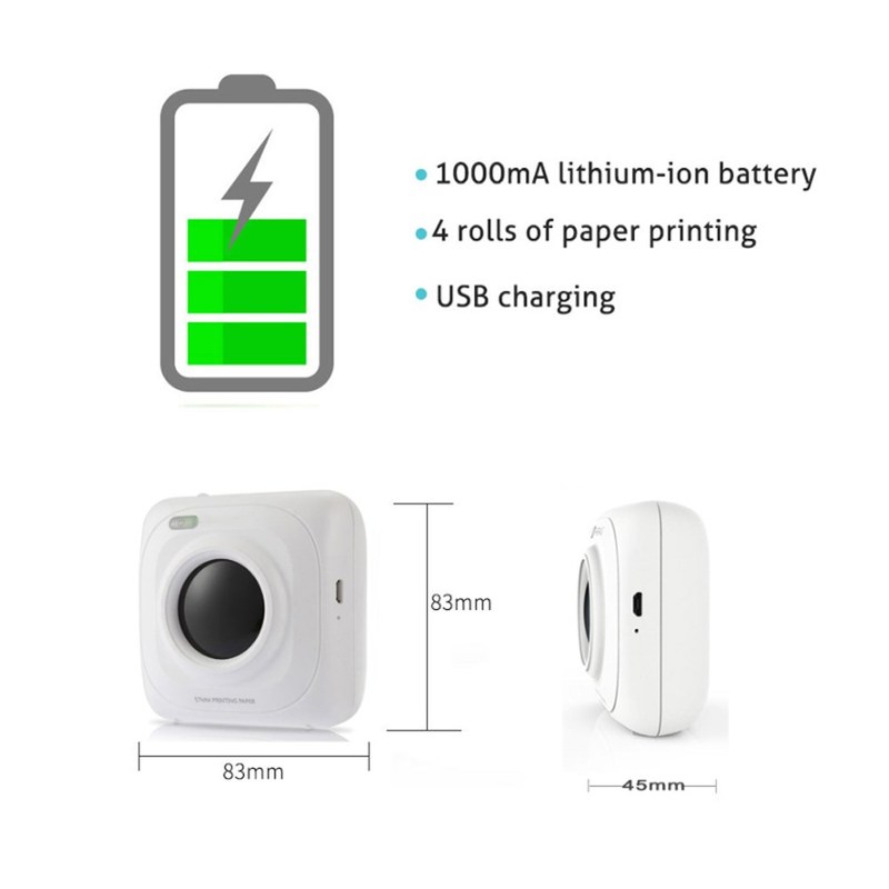 Portable Bluetooth Printer Photo Printer Mini Printer Portab