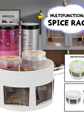 Rotatable Kitchen Seasoning Racks Spice Bottle Storage Organ