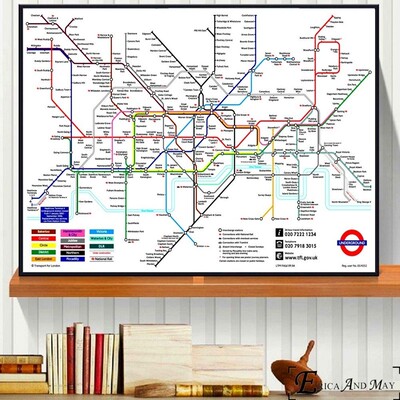 New York London Subway Map Vintage Wall Art Canvas Painting