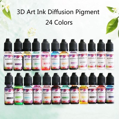 24 Colors 10ML Art Ink Alcohol Resin Pigment Kit Liquid Res
