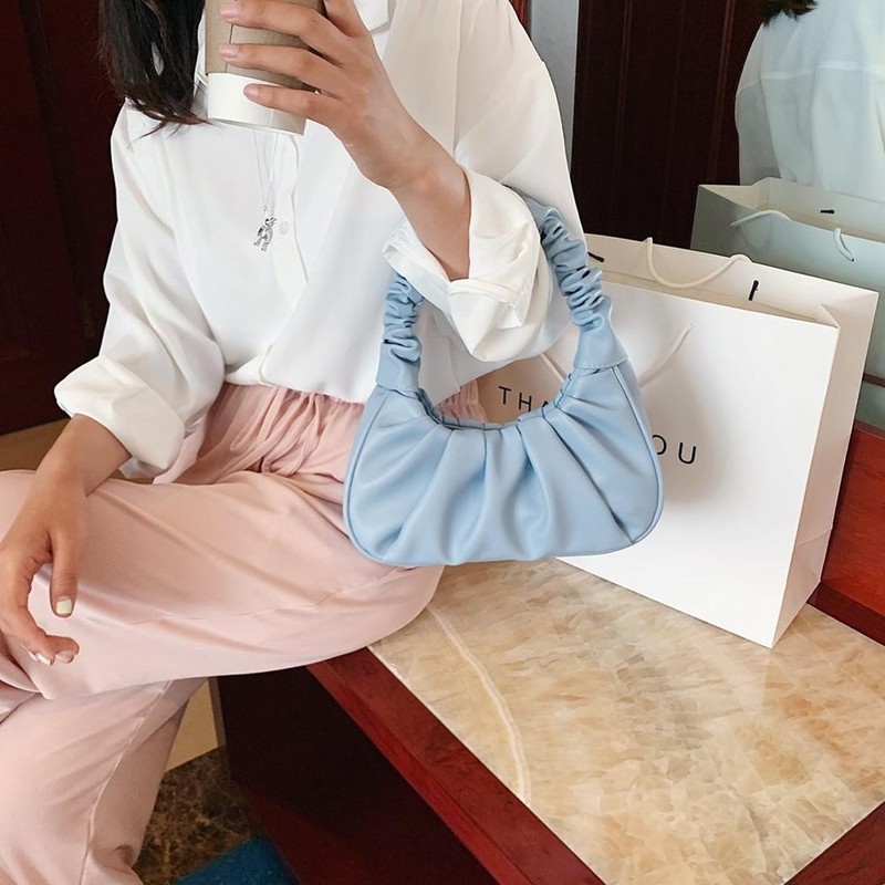 Folds Design Small PU Leather Shoulder Bags For Women 2020