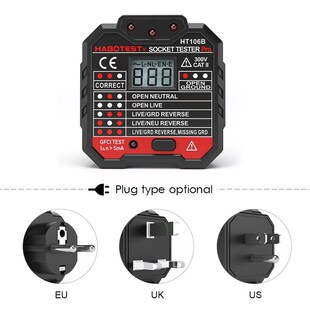 EU / US / UK Plug Electric Socket Tester  HABOTEST Neutral E