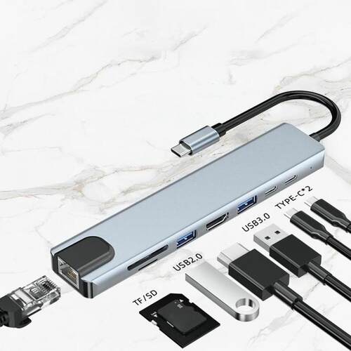 Expansion Dock 8 in 1 PD Fast Charging Aluminum Alloy Type-C