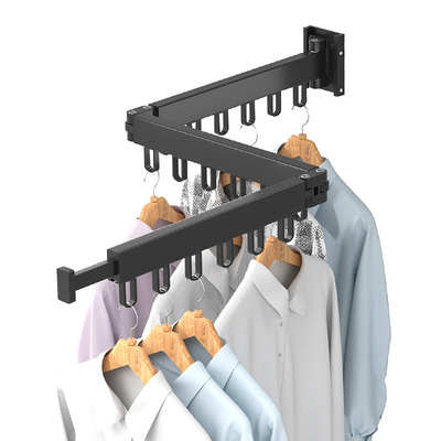Folding Clothes Hanger Wall Mount Retractable Cloth Drying R