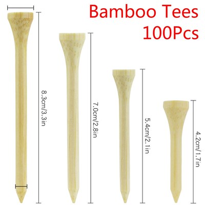 100Pcs/Set Golf Tees Bamboo Tee Golf Balls Holder 4 Sizes Av