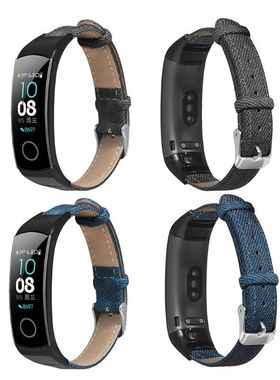 Denim Pattern Genuine Leather Watchband Wrist Strap Replacem