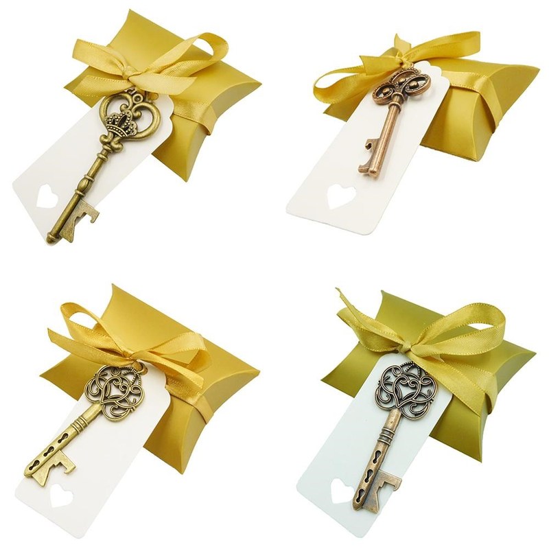 50 Set Vintage Key Bottle Opener Paper Tags Candy Bag Weddin