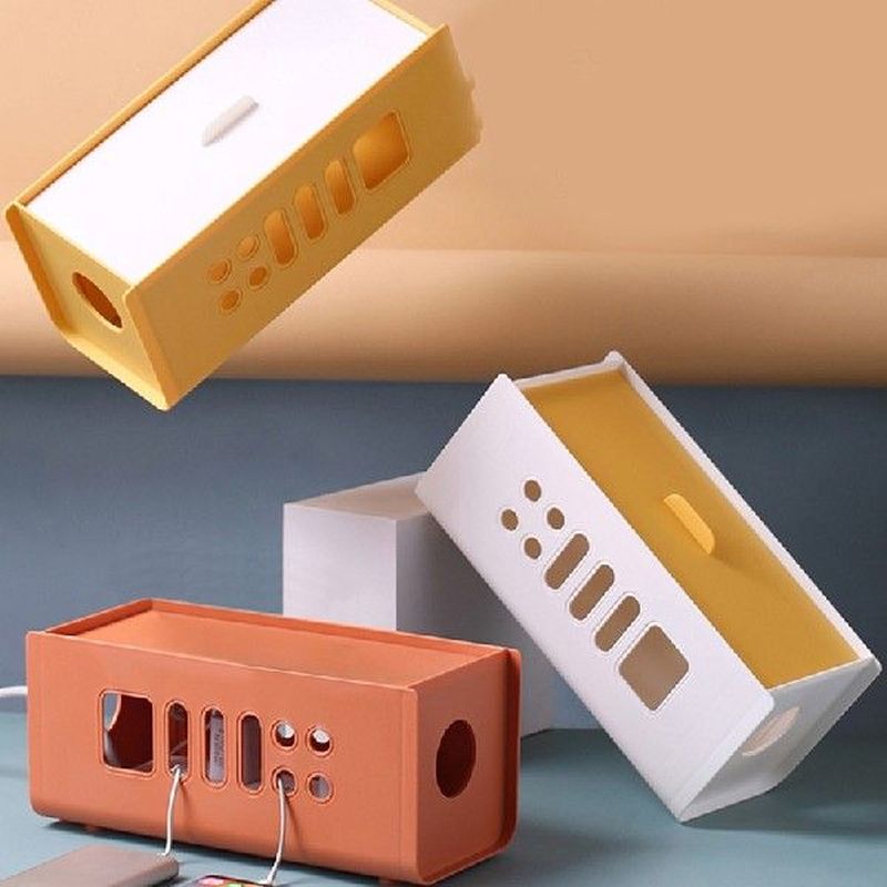 Household Cable Management Storage Box With Lid Hollow Out