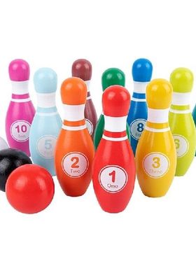 Wood Bowling Backyard Games Wooden Pins Balls Educational