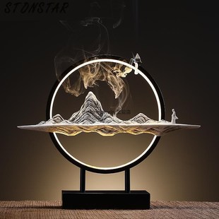Desk Light Incense Burner Lotus Buddha Backflow Metal able L