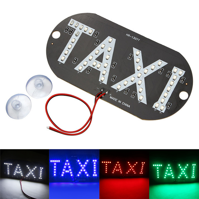 4 Color  Taxi Cab Windscreen Windshield Sign White LED Taxi