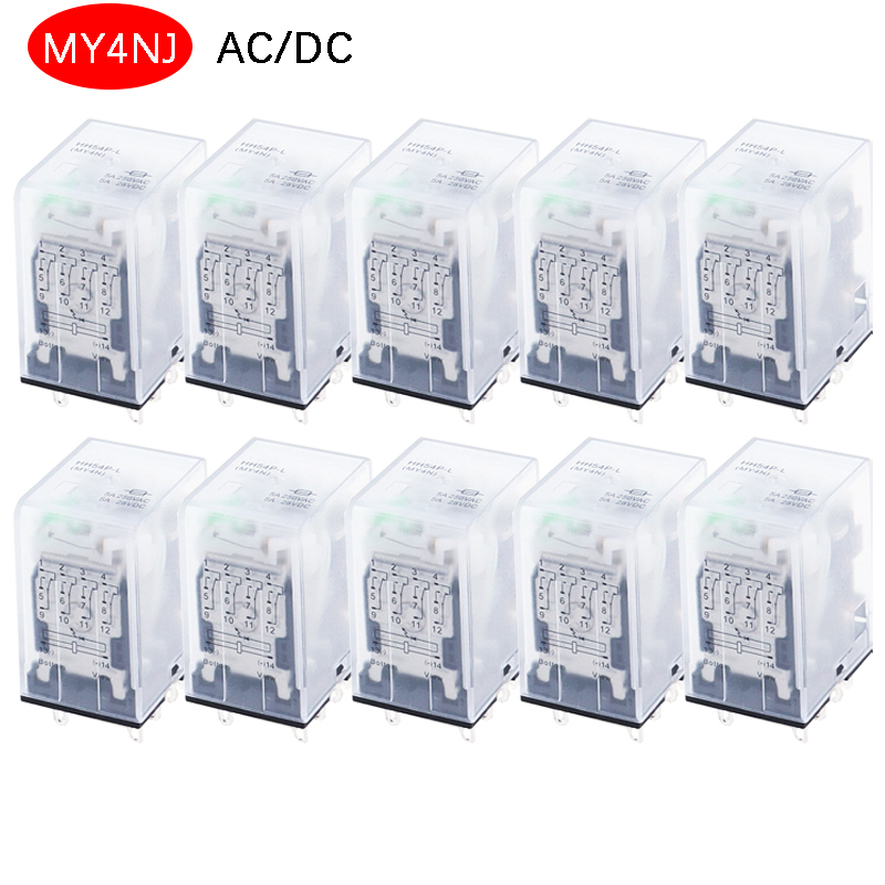 10PCS MY4NJ HH54P MY4N-J 14 Pin AC/DC 12V 24V 36V 48V 110V 2